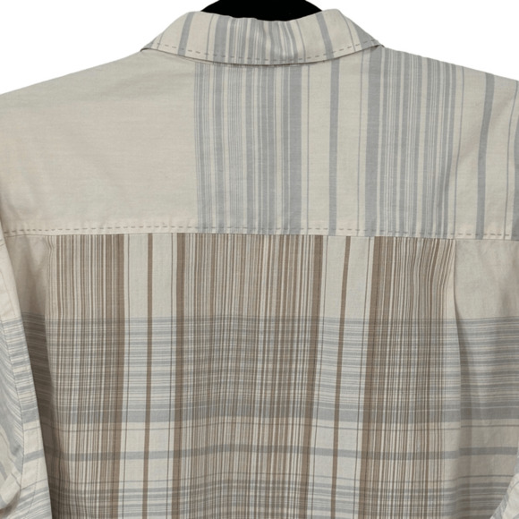 Tommy Bahama Beige Striped Long Sleeve Textured Button-Up Shirt Size Large - Picture 4 of 11